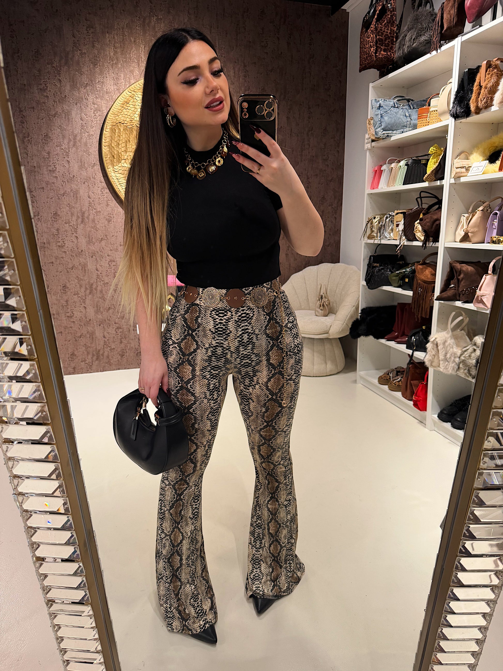 Pantalone a zampa animalier