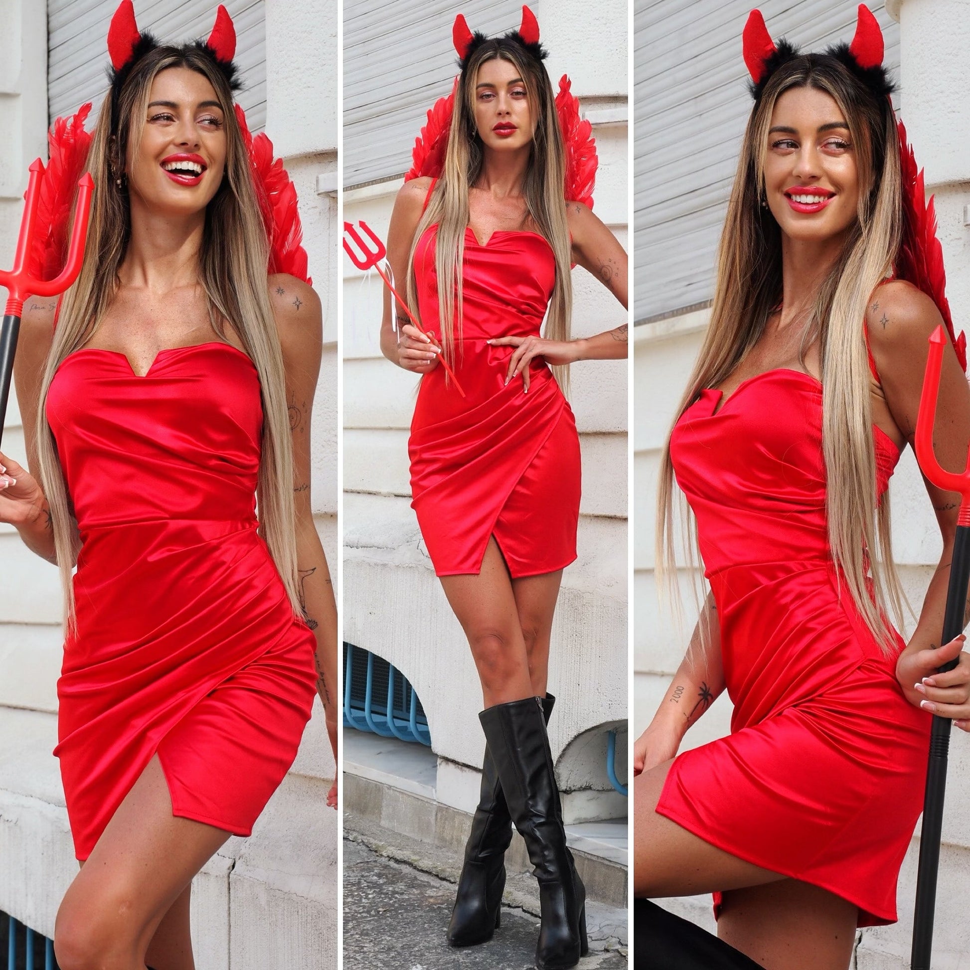 Abito in raso rosso ( Diavolo Halloween)