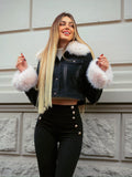 Giaccone in jeans con pelo