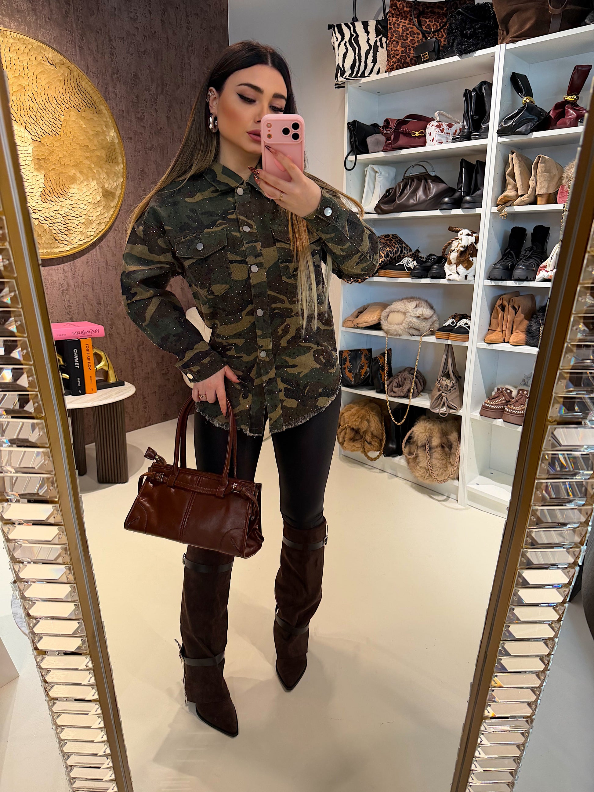 Camicia military con brillantini