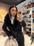 Giacca Denim Luxury Fur Navy