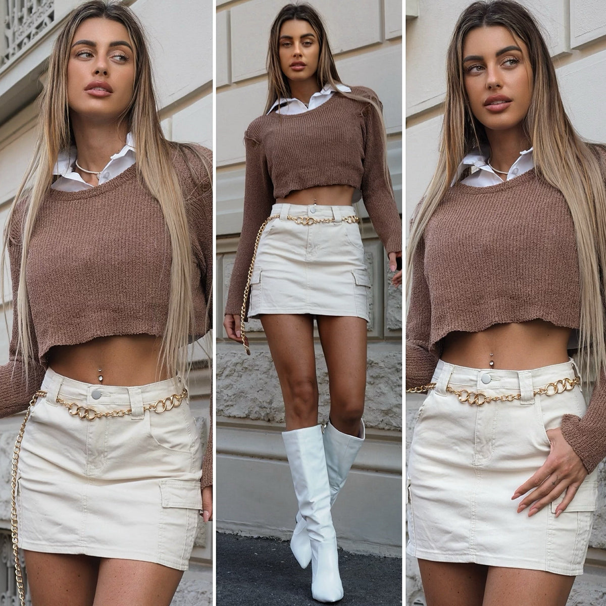 Gonna cargo beige