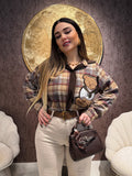 Camicia a quadri con teddy in rilievo