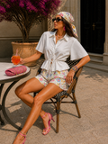 Camicia in raso Chic con Cinturina vari colori