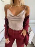 Top con scollo cipria