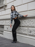 Pantalone vita alta nero
