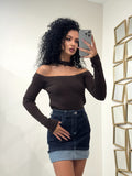 Maglia a costine con choker