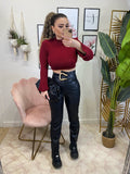 Pull crop burgundy a trecce
