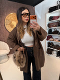 Cardigan Morbido con Cappuccio e laccio Animalier