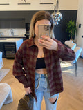 Camicia check burgundy con strass