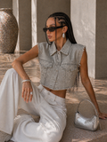 Gilet Denim Strass Glow