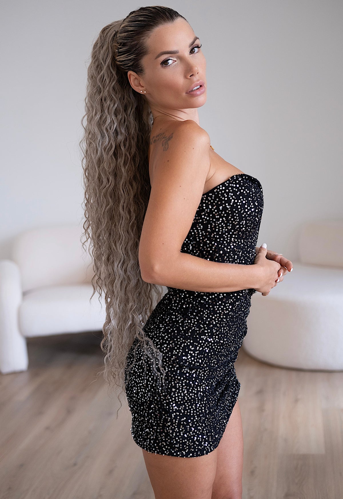 Coda baby blonde extra long 90cm Riccia con Coulisse