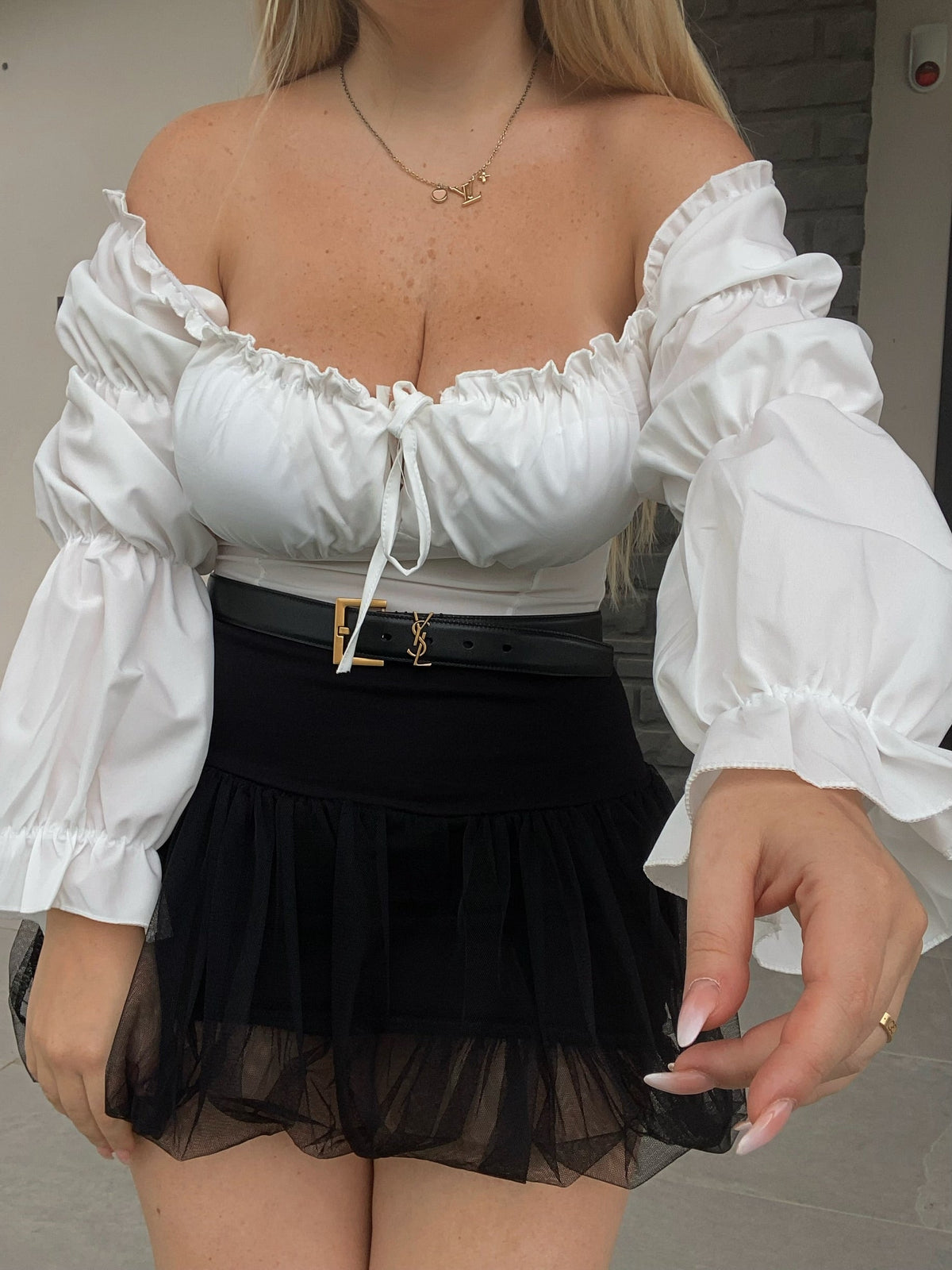 Top bianco manica lunga