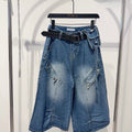 Bermuda Denim Cargo “Street Icon” con Cintura Borchiata