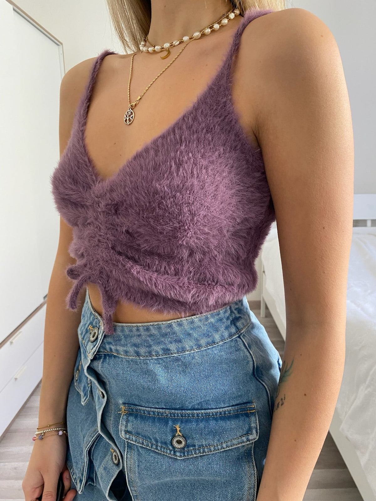 Due pezzi Cardigan e top glicine