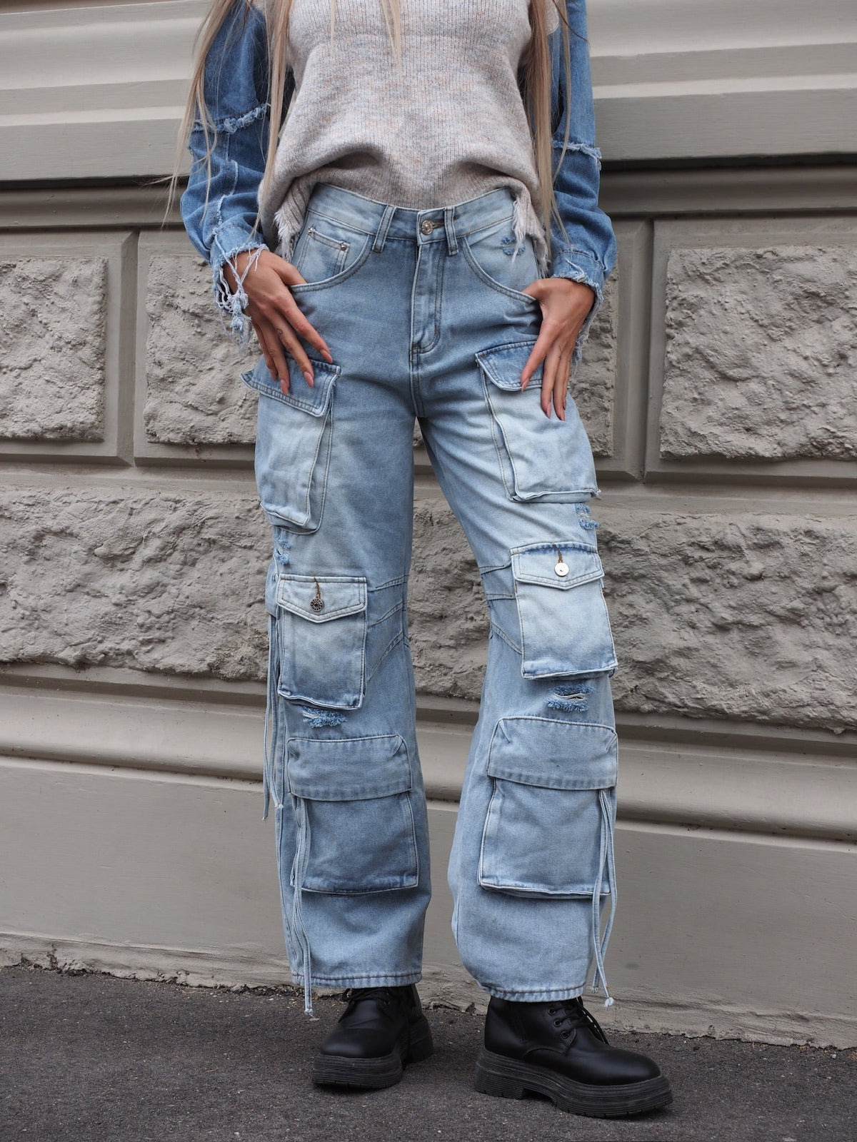 Cargo maxi con tasconi jeans