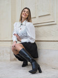 Camicia con strass e arricciatura
