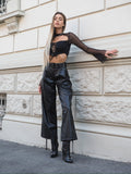 Pantalone ecopelle con cintura