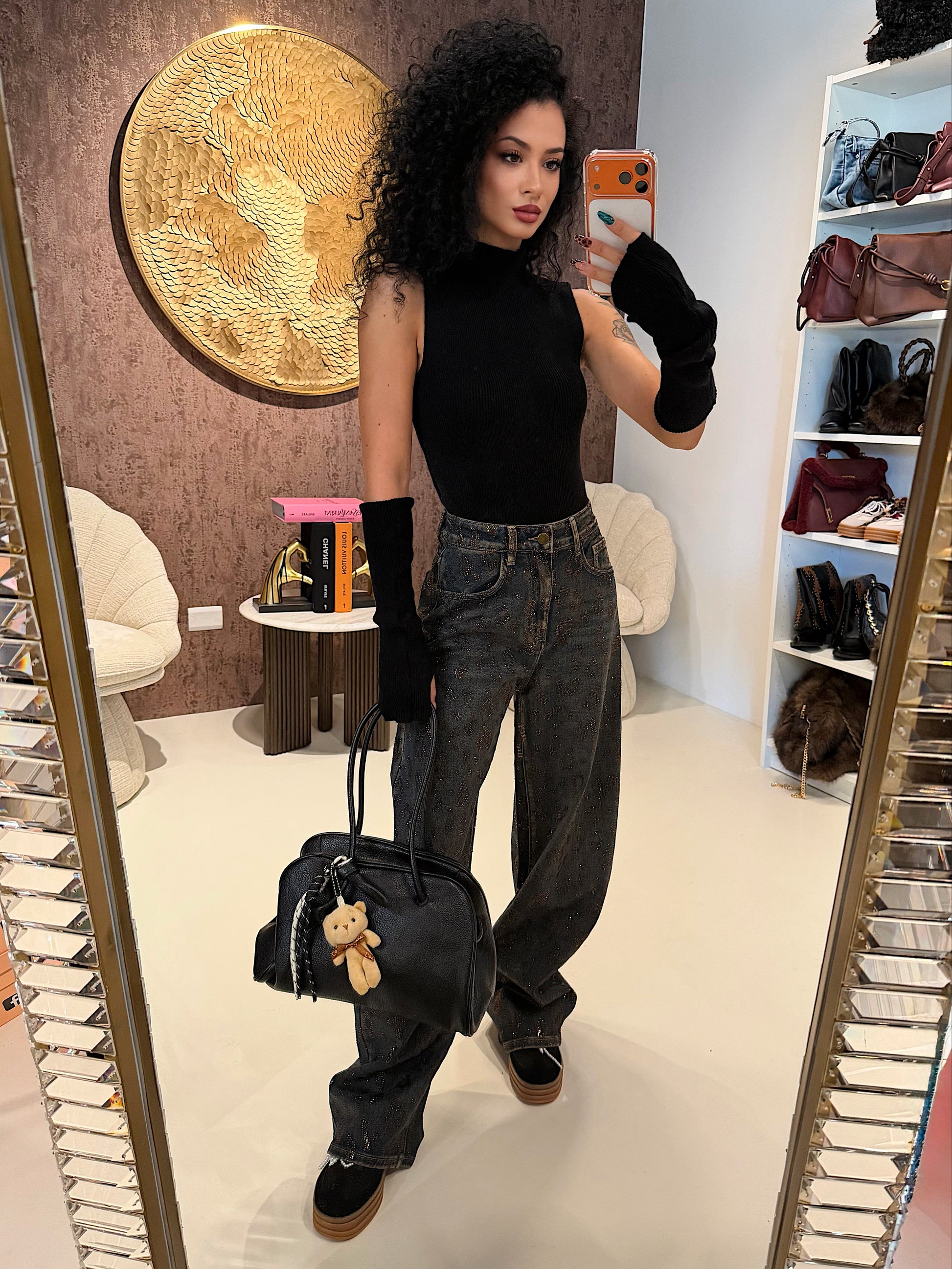 Top a Collo Alto con Manicotti Coordinati