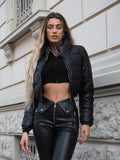 Maglioncino crop nero con zip