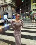 Maglione rosa antico con zip