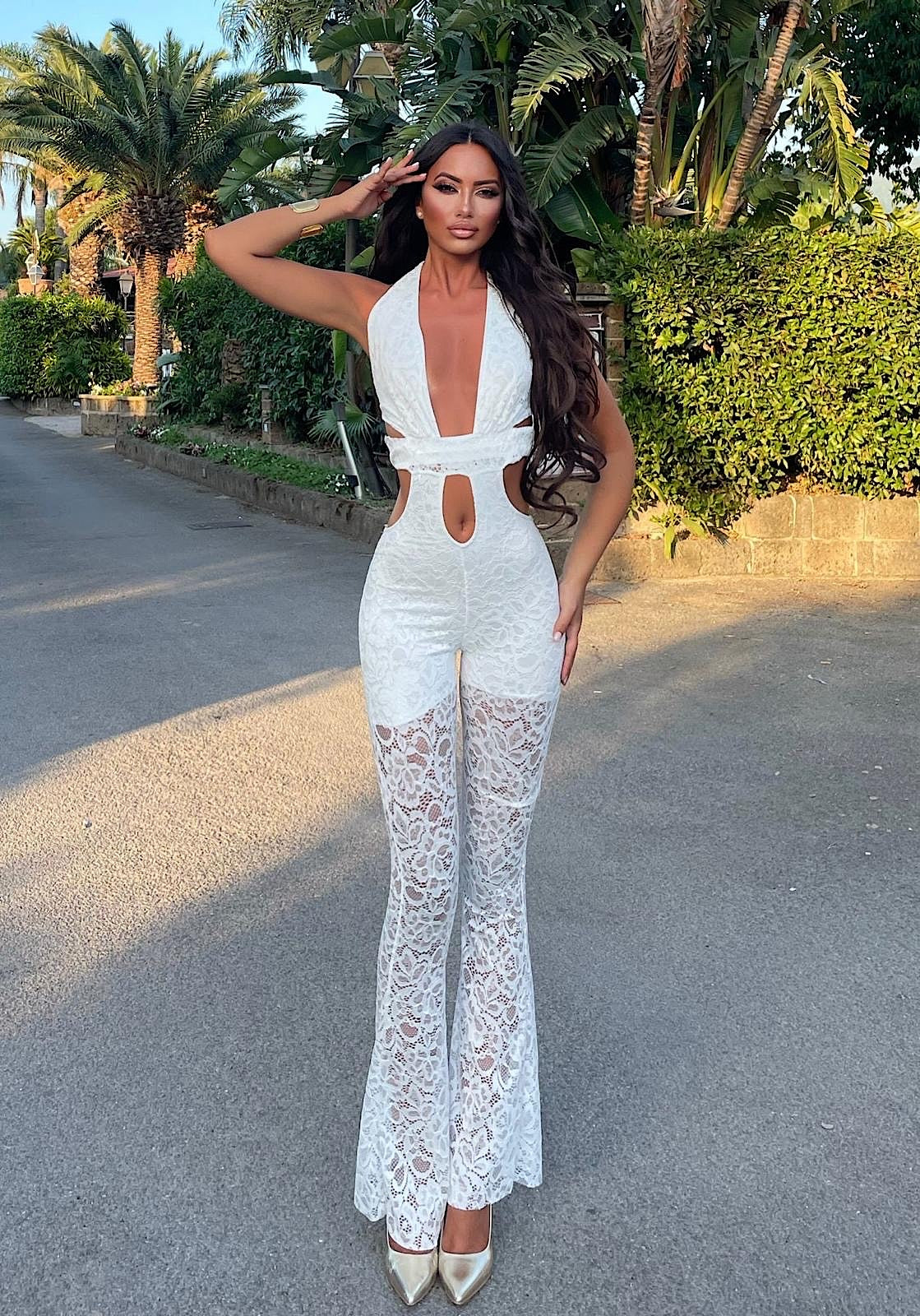 Tuta in pizzo bianca