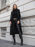 Cappotto nero con cintura