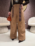 Pantalone in camoscio con cintura in vita