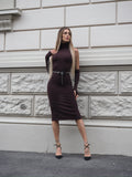 Abito lungo choco con manicotti