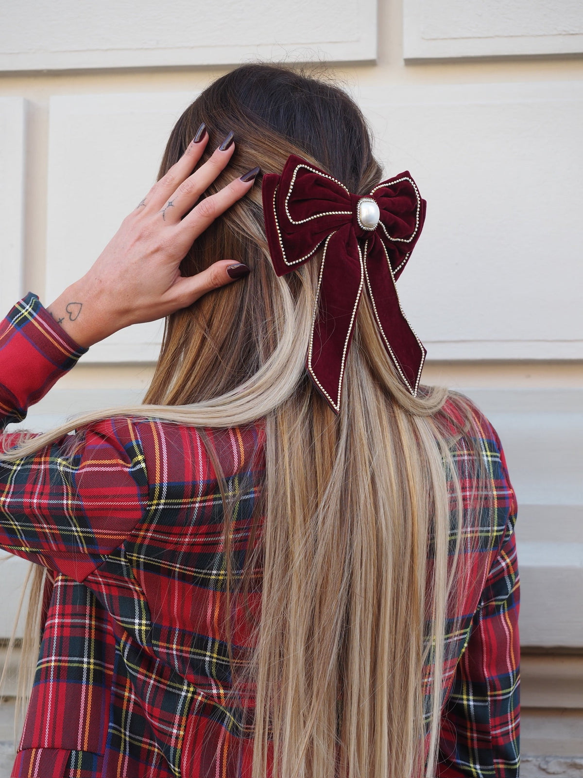 Fiocco per capelli con perla e strass