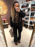 Cardigan Morbido con Cappuccio e laccio Animalier
