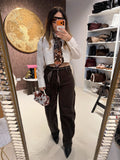 Camicia crop con tasche bianco