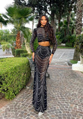 Completo top e gonna con strass