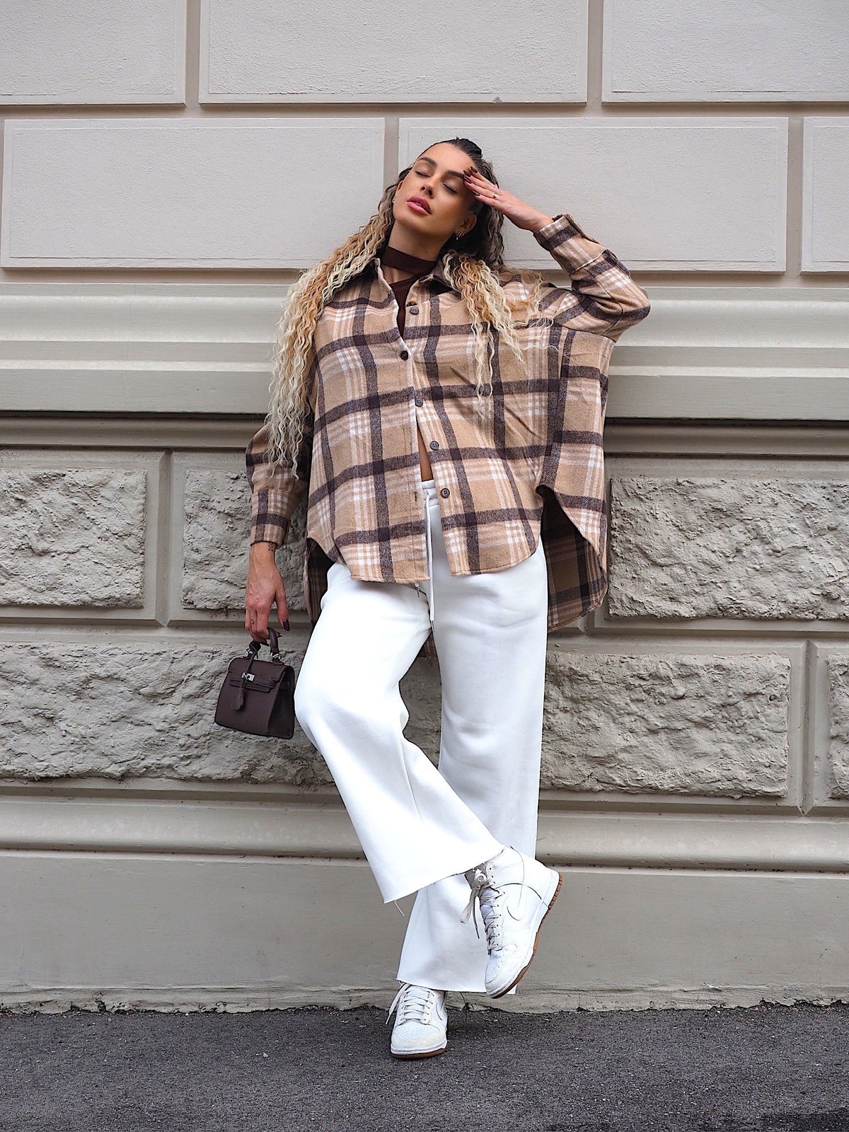 Giaccone in tweed Camel