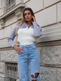 Maglione con zip e dettagli lilla