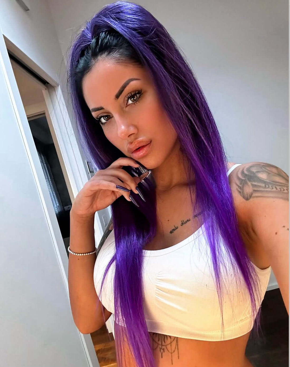 Coda liscia con Coulisse Nero/viola Degradè