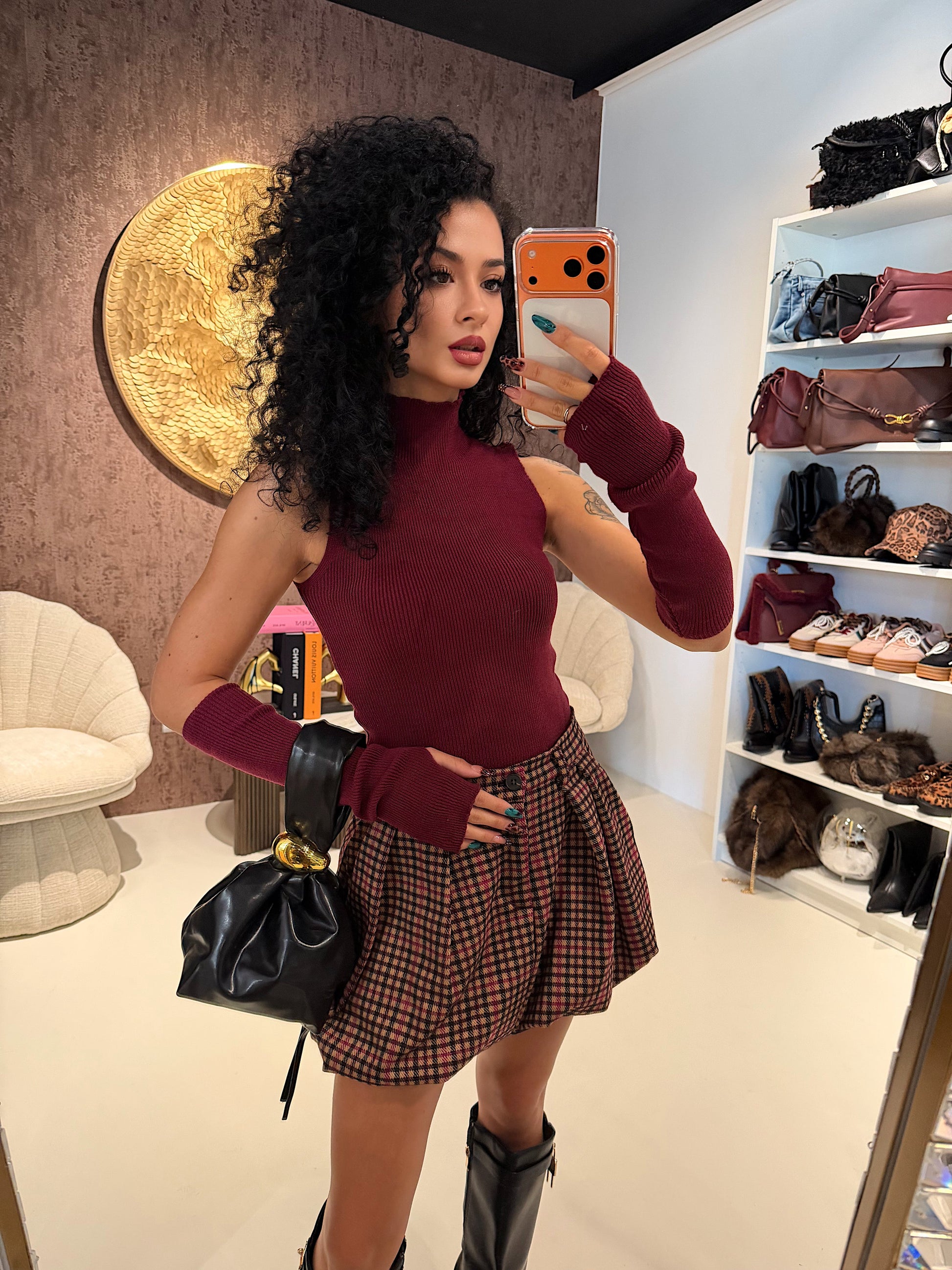 Top a Collo Alto con Manicotti Coordinati