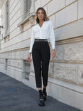 Pantalone vita alta nero