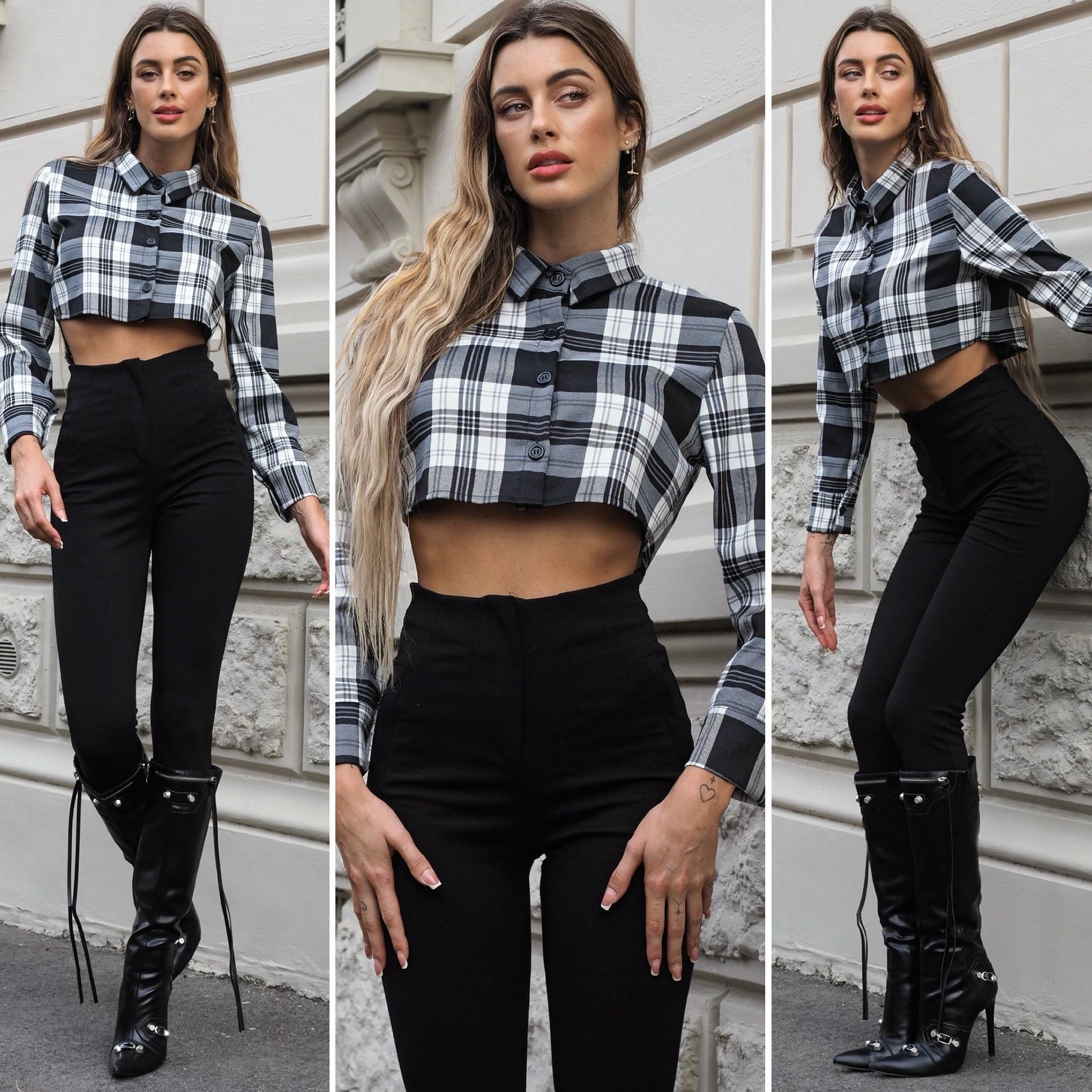 Pantalone vita alta nero