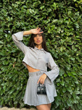 Camicia gessata grigio perla