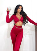 Completo top e pantalone rosso
