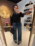 Jeans Wide Leg con catenina