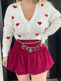 Cardigan bianco cuori rossi