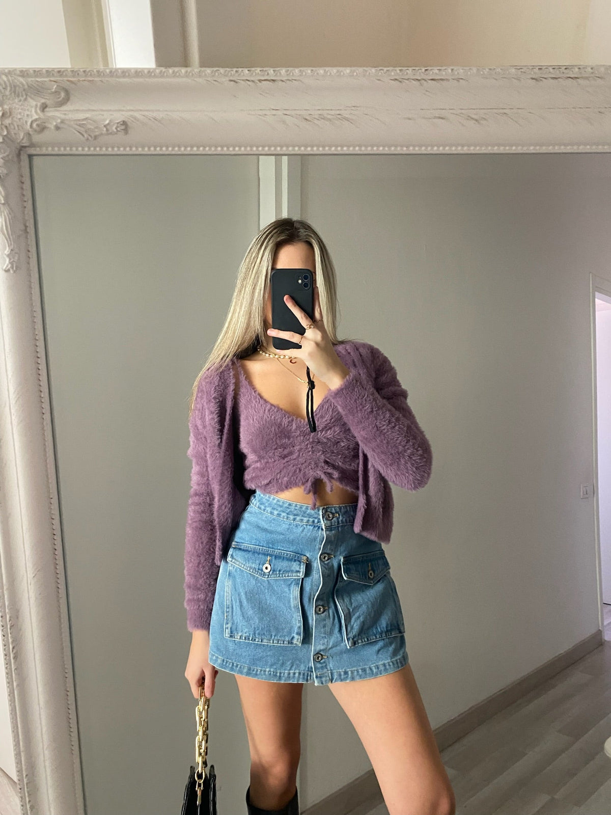 Due pezzi Cardigan e top glicine