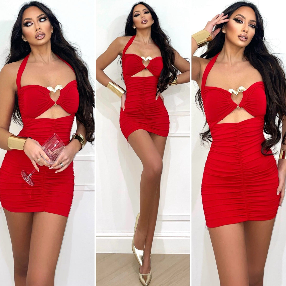 Abito push up con cuore rosso