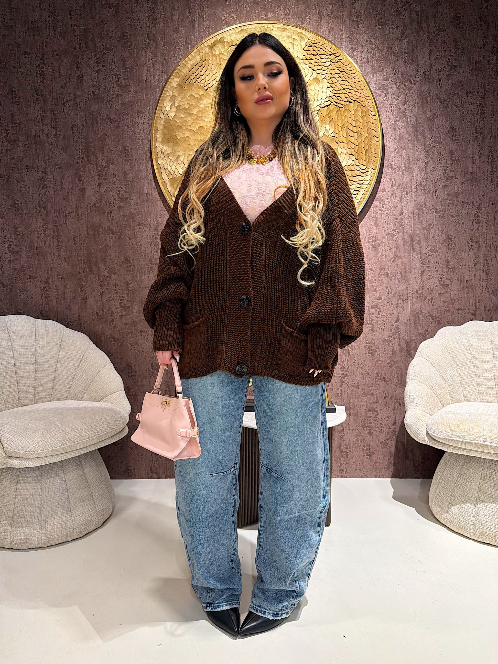 Cardigan in maglia con polsino