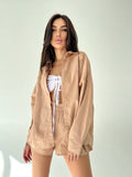 Set due pezzi camicia e short beige