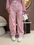 Jeans Leopard pink con brillantini