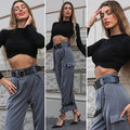 Maglioncino nero crop a onde