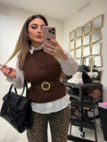 Camicia con pull-over e strass